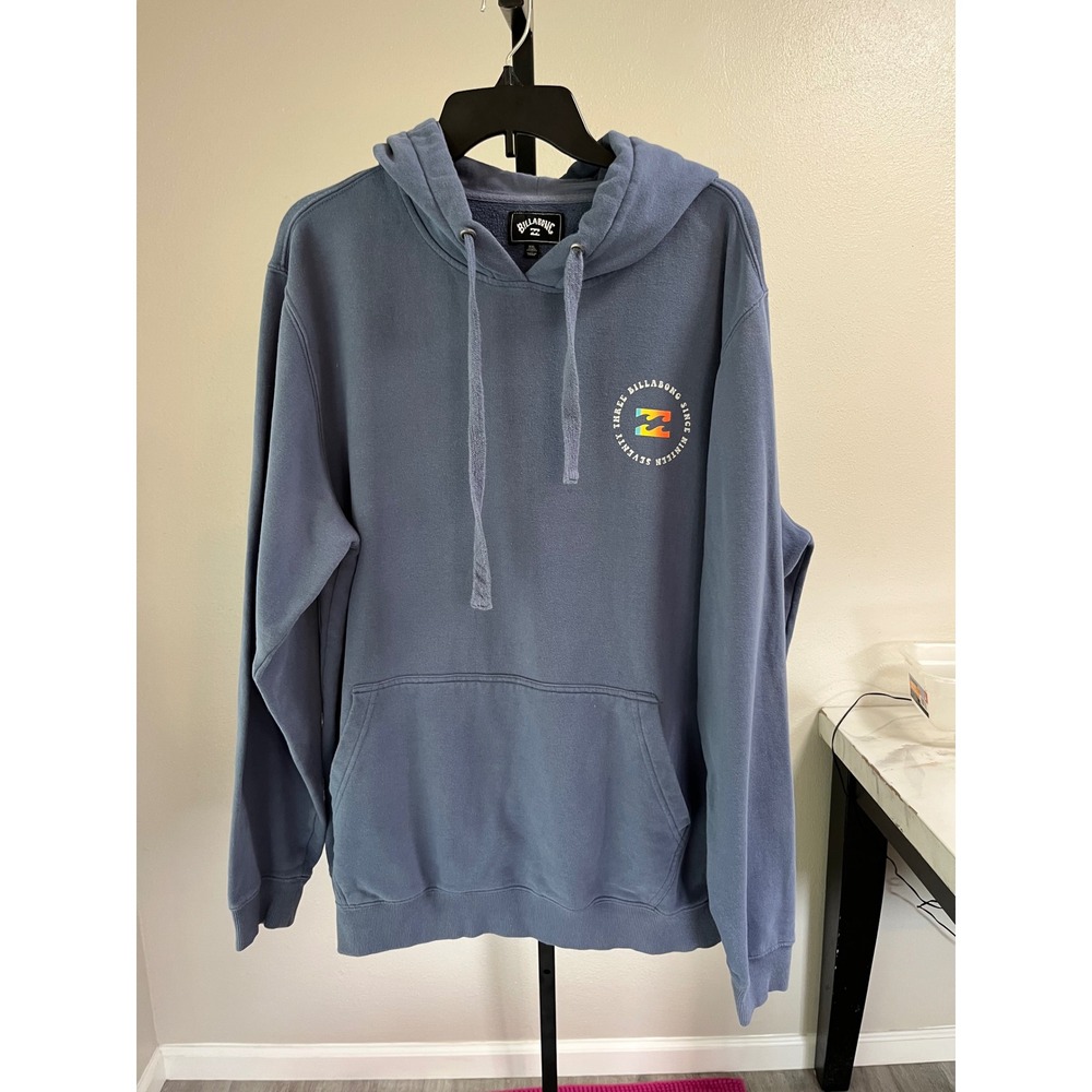 Billabong Mens XXL Blue Pullover Hoodie Retro Sunburst Graphic Skater Surfer 90s